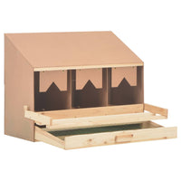 Chicken Laying Nest 3 Compartments 72x33x54 cm Solid Pine Wood Coops & Hutches Supplies Kings Warehouse 