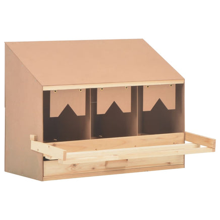 Chicken Laying Nest 3 Compartments 72x33x54 cm Solid Pine Wood Coops & Hutches Supplies Kings Warehouse 