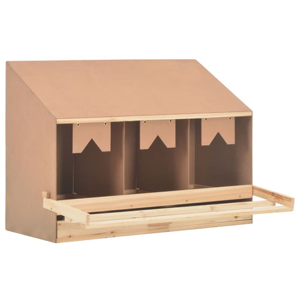 Chicken Laying Nest 3 Compartments 93x40x65 cm Solid Pine Wood Coops & Hutches Supplies Kings Warehouse 