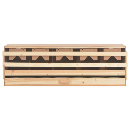 Chicken Laying Nest 5 Compartments 117x33x38 cm Solid Pine Wood Coops & Hutches Supplies Kings Warehouse 