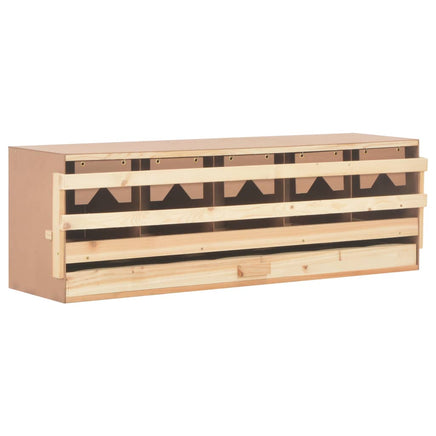 Chicken Laying Nest 5 Compartments 117x33x38 cm Solid Pine Wood Coops & Hutches Supplies Kings Warehouse 