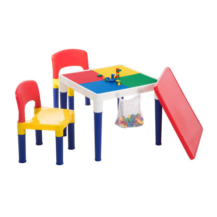 Children's 2-in-1 Building Blocks Table & Chairs Set w/ 100 Blocks Kings Warehouse 