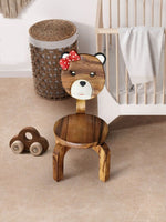 Children's furniture Set Bear Table and 2 Chairs -natural wood handmade and solid build KingsWarehouse 