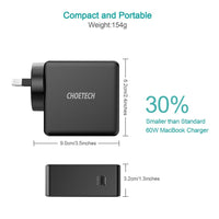CHOETECH Q4004 60W PD 3.0 Type-C Fast Charging Foldable Adapter USB-C Charger Kings Warehouse 