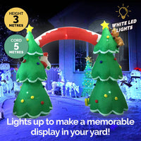 Christmas By Sas 3m x 2.4m Christmas Tree Arch Self Inflating LED Lights KingsWarehouse 