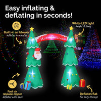 Christmas By Sas 3m x 2.4m Christmas Tree Arch Self Inflating LED Lights KingsWarehouse 