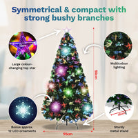Christmas By Sas 90cm Fibre Optic/LED Christmas Tree 90 Tips Multicolour Star & Ornaments KingsWarehouse 