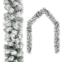 Christmas Garland with LEDs&Flocked Snow Green 20 m PVC Kings Warehouse 