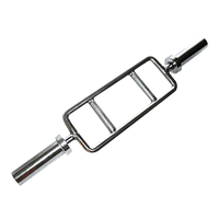 Chrome Olympic Tricep Bar Barbell Heavy Duty with Spring Collars Kings Warehouse 
