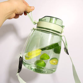 Clear Large Water Bottle Water Jug with Adjustable Shoulder Strap - Green Kings Warehouse 