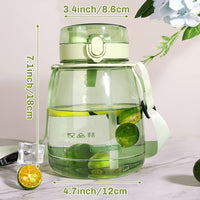 Clear Large Water Bottle Water Jug with Adjustable Shoulder Strap - Green Kings Warehouse 