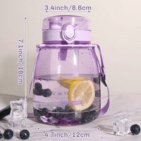 Clear Large Water Bottle Water Jug with Adjustable Shoulder Strap - Purple Kings Warehouse 