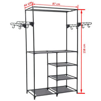 Clothes Rack Steel and Non-woven Fabric 87x44x158 cm Black Kings Warehouse 