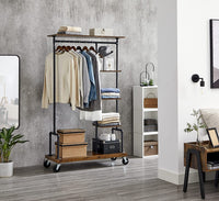Clothing Garment Rack on Wheels with 5-Tier, Industrial Pipe Style, Rustic Brown living room Kings Warehouse 