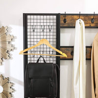 Coat Rack Stand Industrial Style with Grid Wall and Shoe storage 185 cm Tall Rustic Brown Storage Supplies Kings Warehouse 