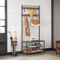 Coat Stand with Shoe Racks Walnut Brown/Black HSR041B41 Kings Warehouse 