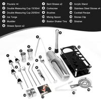 Cocktail Shaker Set Boston 23-Piece Stainless Steel and Professional Bar Tools for Drink Mixing Appliances Supplies Kings Warehouse 