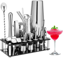 Cocktail Shaker Set Boston 23-Piece Stainless Steel and Professional Bar Tools for Drink Mixing Appliances Supplies Kings Warehouse