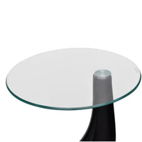 Coffee Table 2 pcs with Round Glass Top High Gloss Black Kings Warehouse 