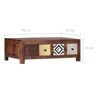 Coffee Table 90x50x30 cm Solid Sheesham Wood Kings Warehouse 