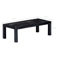 Coffee Table Black 110x50x35 cm Solid Mango Wood Kings Warehouse 