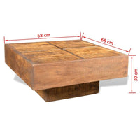 Coffee Table Brown Square Solid Mango Wood Kings Warehouse 