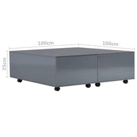 Coffee Table High Gloss Grey 100x100x35 cm Kings Warehouse 