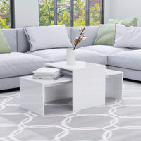 Coffee Table Set High Gloss White 100x48x40 cm Living room Kings Warehouse 