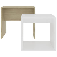Coffee Table Set White and Sonoma Oak 48x30x45 cm Living room Kings Warehouse 