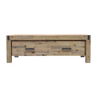 Coffee Table Solid Acacia Wood & Veneer 1 Drawers Storage Oak Colour Furniture Kings Warehouse 