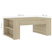 Coffee Table Sonoma Oak 100x60x42 cm Living room Kings Warehouse 