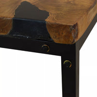 Coffee Table Teak Resin 110x60x40 cm Black and Brown Kings Warehouse 