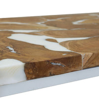 Coffee Table Teak Resin 110x60x40 cm White and Brown Kings Warehouse 