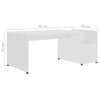 Coffee Table White 90x45x35 cm Living room Kings Warehouse 