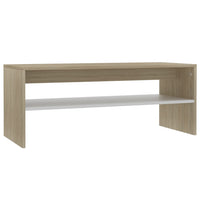 Coffee Table White and Sonoma Oak 100x40x40 cm Living room Kings Warehouse 
