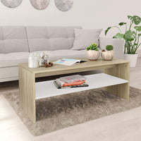 Coffee Table White and Sonoma Oak 100x40x40 cm
