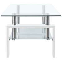 Coffee Table White and Transparent 95x55x40 cm Tempered Glass Kings Warehouse 