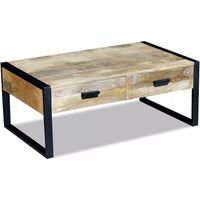 Coffee Table with 2 Drawers Solid Mango Wood 100x60x40 cm Kings Warehouse 
