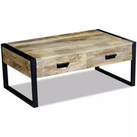 Coffee Table with 2 Drawers Solid Mango Wood 100x60x40 cm Kings Warehouse 