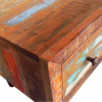 Coffee Table with Curved Edge 1 Drawer Reclaimed Wood Kings Warehouse 