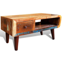 Coffee Table with Curved Edge 1 Drawer Reclaimed Wood Kings Warehouse 