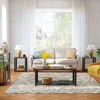Coffee Table with Metal Frame Storage Shelf Rustic Brown living room Kings Warehouse 