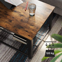 Coffee Table with Metal Frame Storage Shelf Rustic Brown living room Kings Warehouse 