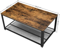 Coffee Table with Metal Frame Storage Shelf Rustic Brown living room Kings Warehouse 