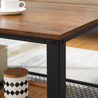 Coffee Table with Metal Frame Storage Shelf Rustic Brown living room Kings Warehouse 
