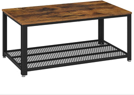 Coffee Table with Metal Frame Storage Shelf Rustic Brown living room Kings Warehouse