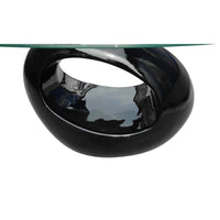 Coffee Table with Oval Glass Top High Gloss Black Kings Warehouse 