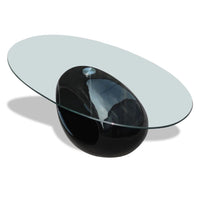 Coffee Table with Oval Glass Top High Gloss Black Kings Warehouse 