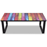 Coffee Table with Rainbow Printing Glass Top Kings Warehouse 
