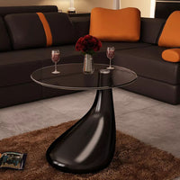 Coffee Table with Round Glass Top High Gloss Black Kings Warehouse 
